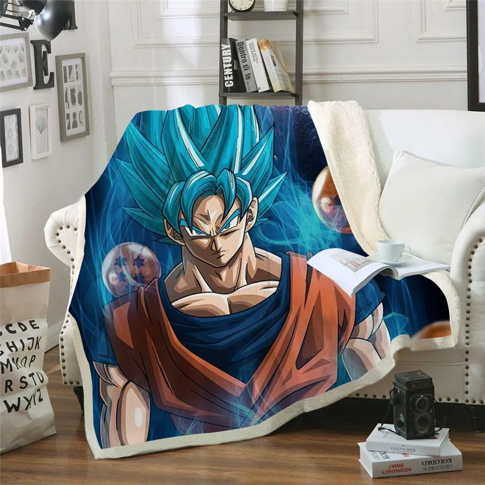 

Newest Anime Son Goku 3D Printed Sherpa Blanket Couch Quilt Cover Travel Bedding Outlet Velvet Plush Throw Fleece Blanket