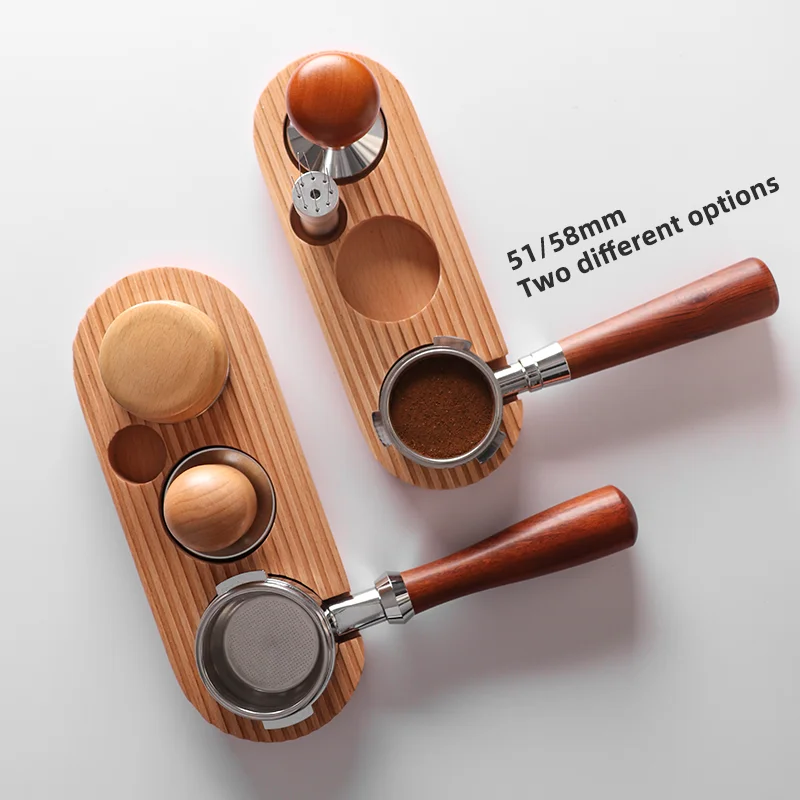 

Coffee press holder Handle holder solid wood powder hammer cloth 58 powder presser 51mm coffee machine handle base