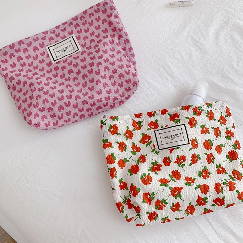

Floral Cosmetic Bag Portable Phone Hand Bags Lipstick Makeup Case Pouch Large Capacity Traveling Portable Storage Washing Bags