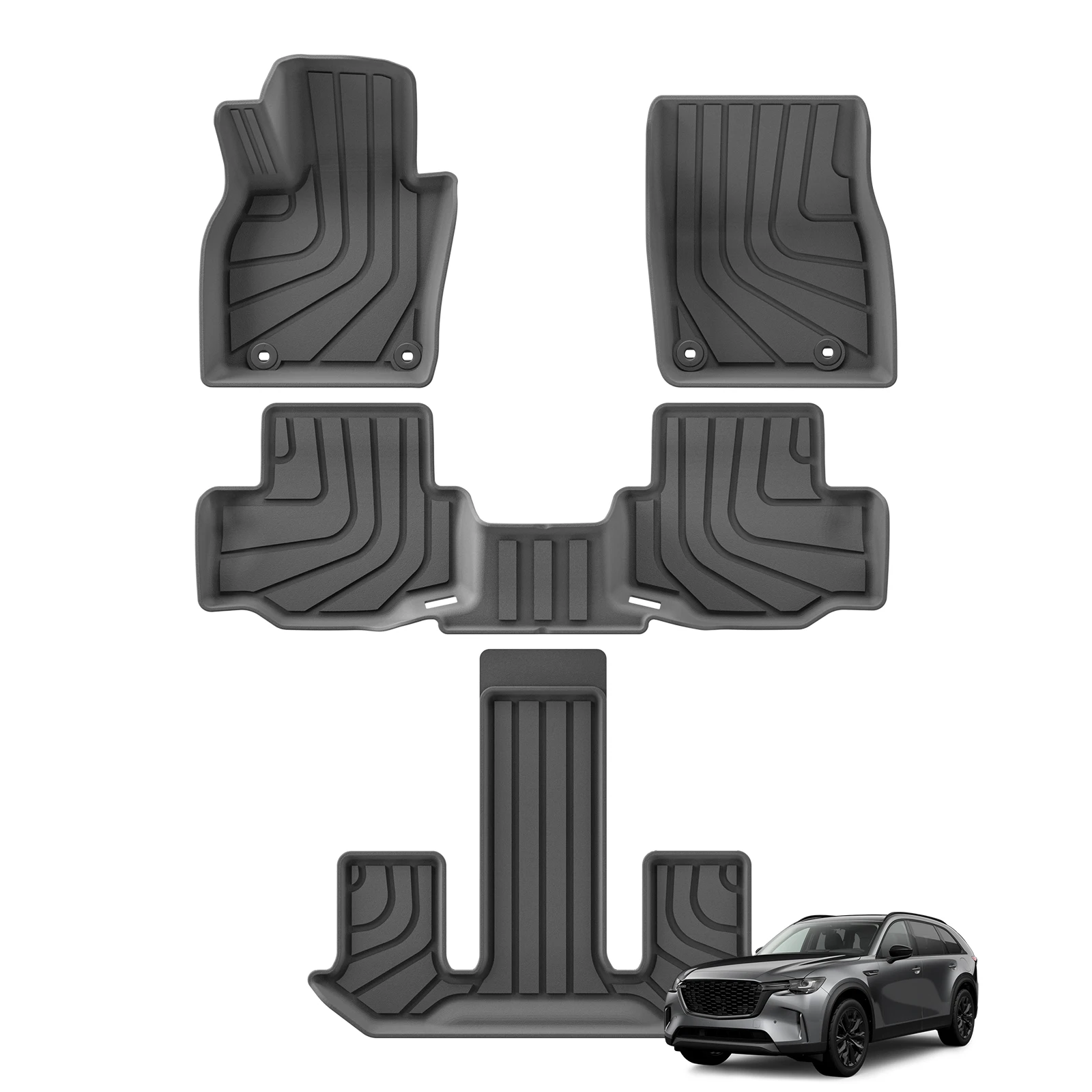 Фото LUCKEASY для Mazda CX-90 CX90 PHEV 6/7 мест 2024 2025 TPE коврики для багажника защита водонепроницаемые всепогодные аксессуары №1