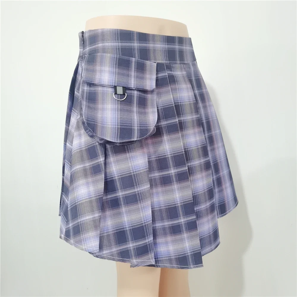 Универсальная женская короткая юбка нестандартной формы модная клетчатая