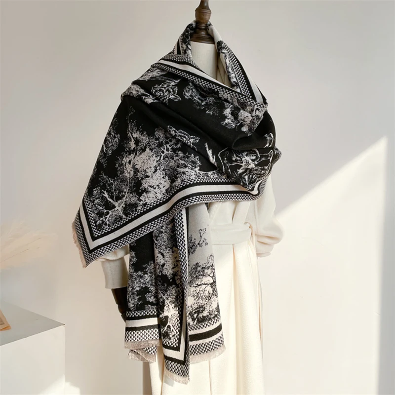 Волшебный акриловый кашемировый шарф с принтом верблюдов пустыни джунглей шаль