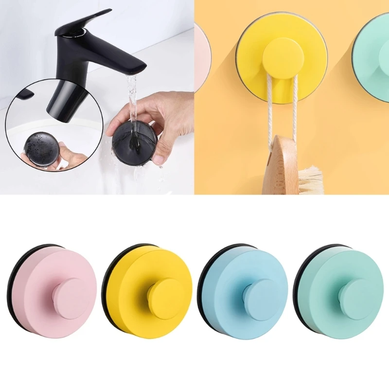 

2Pcs Punch-Free Sucker Hook Round Seamless Clothes Hook Bedroom Door Novel Hook