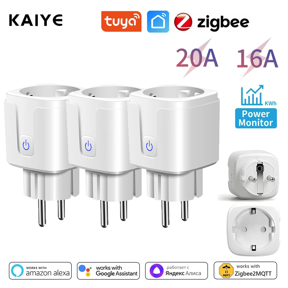 Смарт-розетка Tuya Zigbee 16 А/20 А с мониторингом мощности
