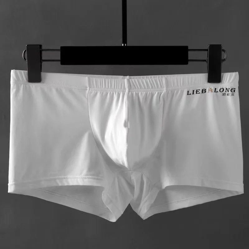 Underwear Sexy Man Nylon Boxer silk Slip summer Ropa U pouch sexi red for man boys Boxers Solid Color Shorts Men's Panties