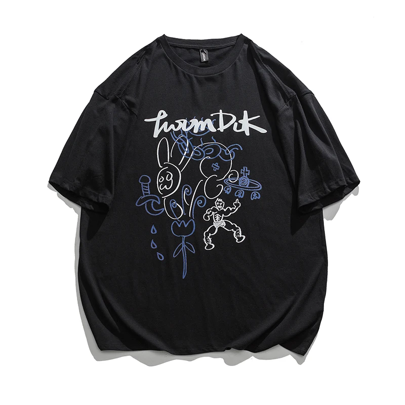 

Летняя футболка с коротким рукавом, летняя новая свободная Модная брендовая универсальная популярная футболка Ins, Топ