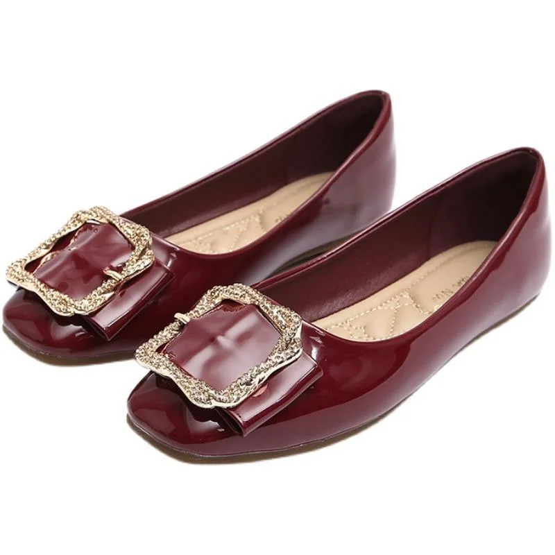 Designer Flats Shoes Women Soft-soled Buckle Single Shoes Ballets Pointed Toe Party Shoes Office Shoes 2023 New Zapatos Mujer