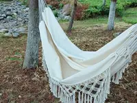 Large 2 Person Hammock Boho Fringed Deluxe Double Hammock Net Swing Chair Indoor Hanging Swing with Tassel