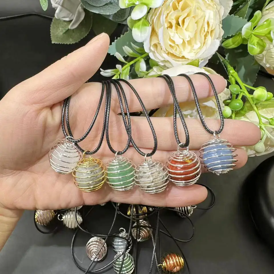 

Подвеска из натурального драгоценного камня высокого качества, вращающаяся подвеска с кристальной маленькой сферой в подарок