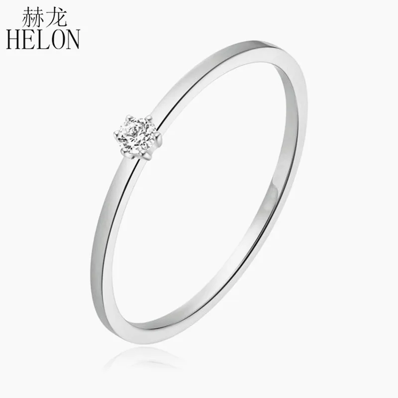 

HELON Solid 18k 14k 10k White Gold Round Lab Grown Moissanite Diamond Engagement Wedding Ring Women Moissanite Fine Jewely Gift