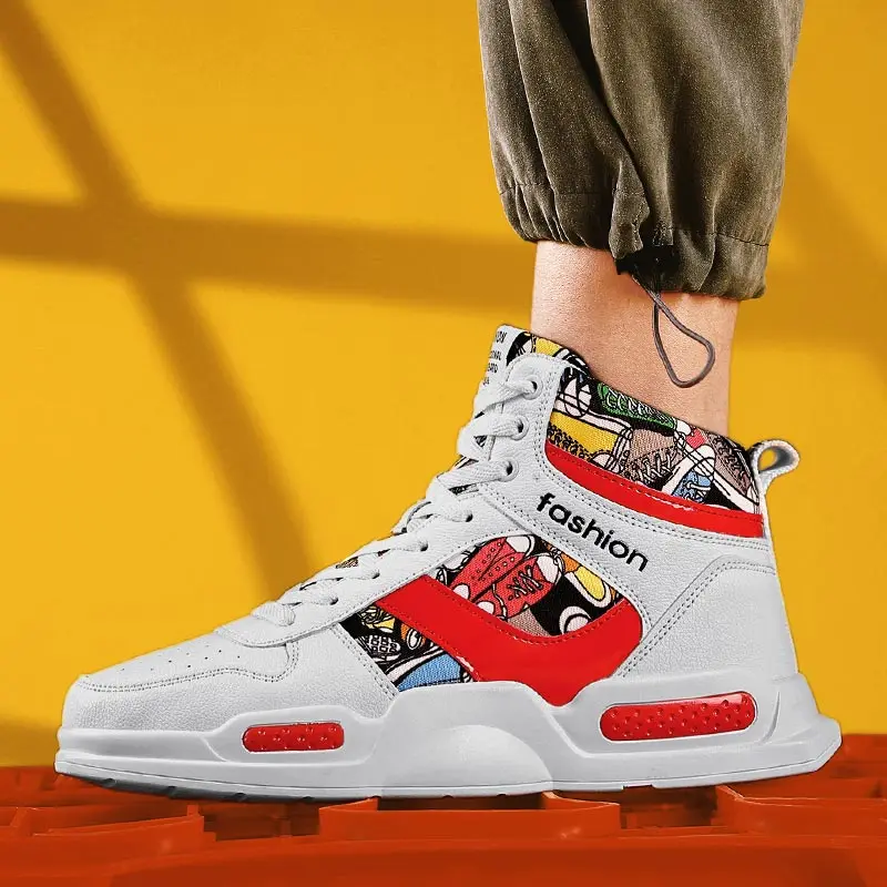 

High Tops Spring Sports Shoes for Men White Men's Sneakers Sport Man Running Shoes Men Brands Red Deporte Boys Trainers D-1000