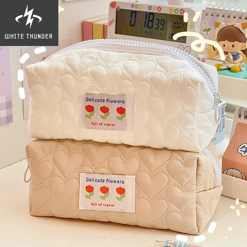 

Kawaii Plush Pillow Pencil Case Large Capacity Tofu Cubes Shape Bag Stationery Pouches For Girls School Students Supplies Gifts