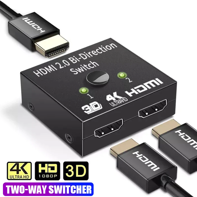 

4K HDMI Splitter 2 Ports Bi-directional HDMI Switcher 1 in 2 Out HDMI Converter 3D HDR HDCP For PS4 Xbox HDTV Switcher Adapter