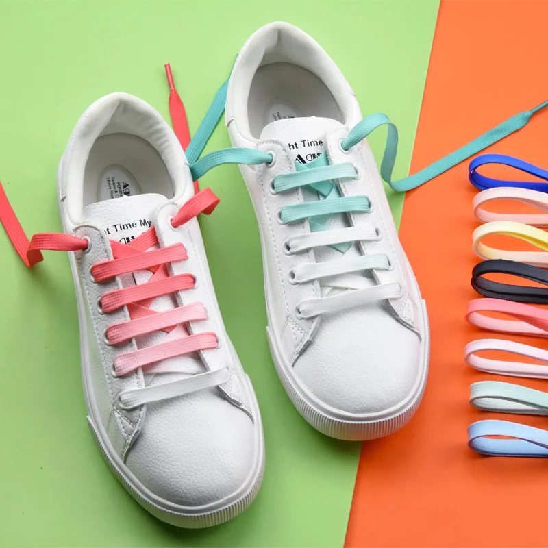 Colorful Flat Shoelaces Candy Gradient Rainbow Shoelace Kids Adult  Canvas Shoe Laces Camping Boots Silk Party Shoestring 1 Pair