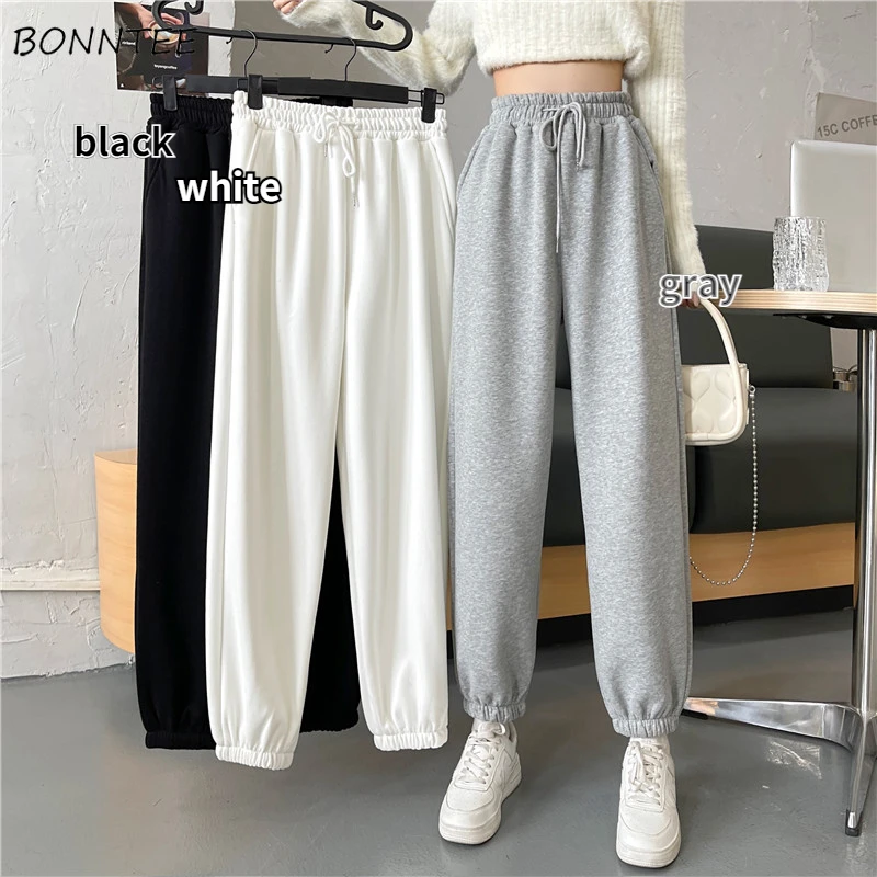 

Casual Pants Women High Elastic Waist Popular Preppy Style Daily Simple Spring Ulzzang Sweat Sporty Bind Feet Trendy All-match