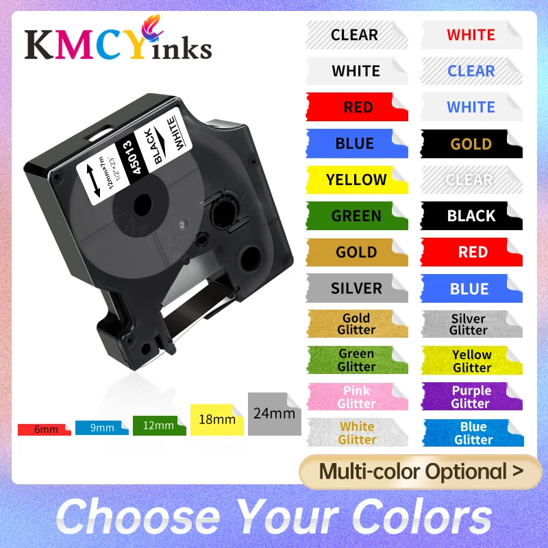 KMCYinks 6/9/12mm 45013 40913 43613 Label D1 Tape for DYMO 45010 45016 45018 Labels fit Dymo LabelManager 160 280 Labeler - купить по