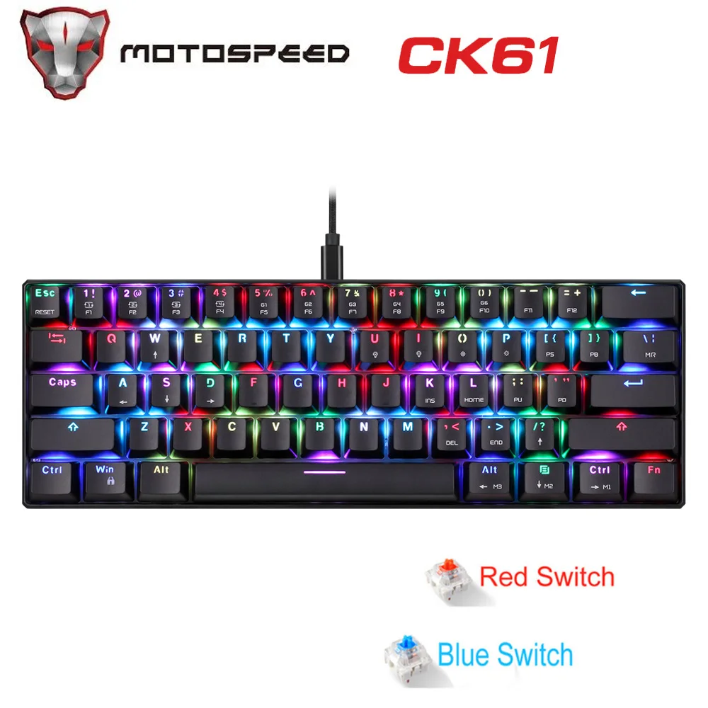 

MOTOSPEED CK104 CK61 RGB Backlight Russian English Mechanical Keyboard Anti-Ghosting Gaming keyboard For Teclado Game Computer