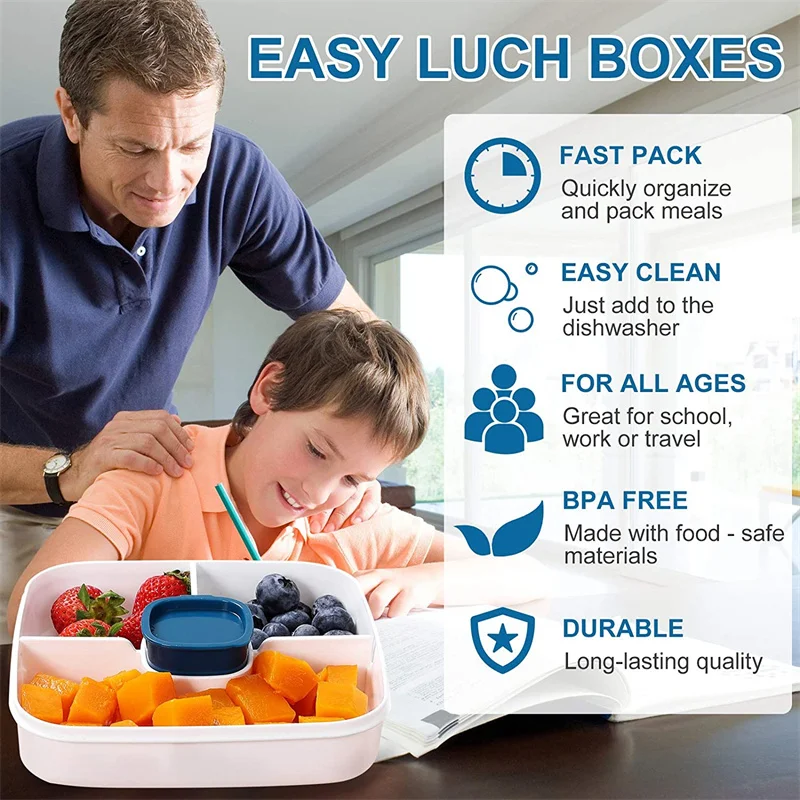 Фото Portable Salad Lunch Container Salad Bowl 2 Compartments with Large Bento Boxes Salad Bowls Lunch Box Lunch Container For Food №5