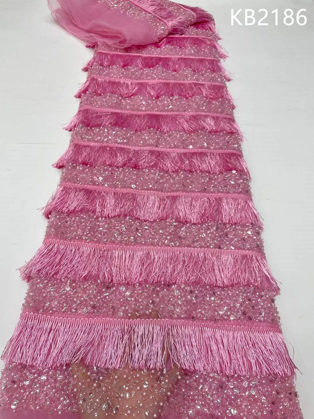 

Розовые бусины с бахромой, последовательная ткань для девушек, окрашенные цвета, жемчужные бусины, ткань, кружево, мягкая кисточка, вышитые французские кружева для шитья