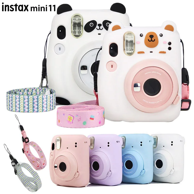 

Protective Soft Silicone Cover Case Bag with Shoulder Strap Accessories For Fuji Fujifilm Instax Mini 11 Instant Film Camera