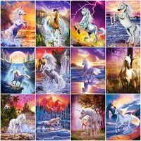 cross stitch kits diy landscape ecological cotton thread 14ct unprinted embroidery needlework home decoration horses 1