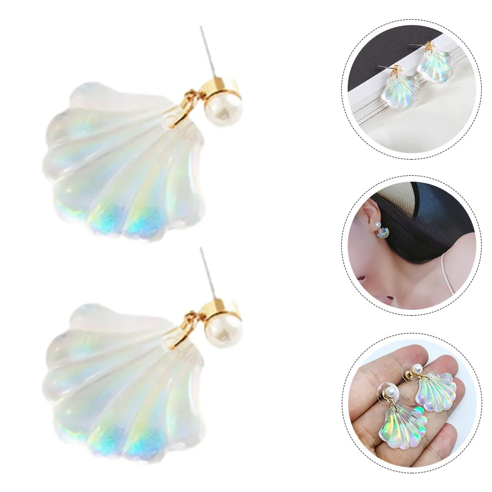 Красочные серьги-гвоздики в виде ракушек украшения креативные свежие женские из