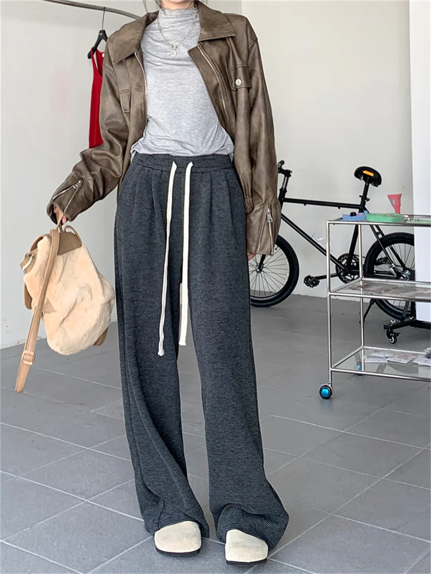 Брюки Alien Kitty женские Уборные повседневные спортивные полосатые офисные штаны