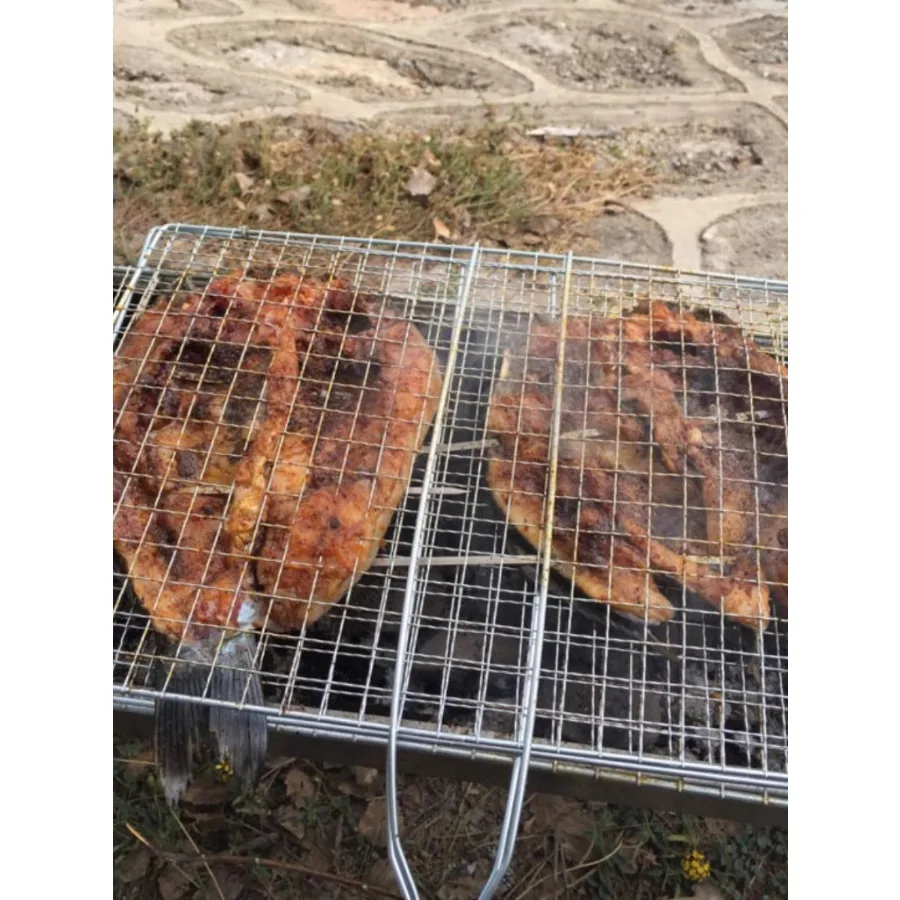 Двойной гриль для рыбы сетка с ручкой клипсой