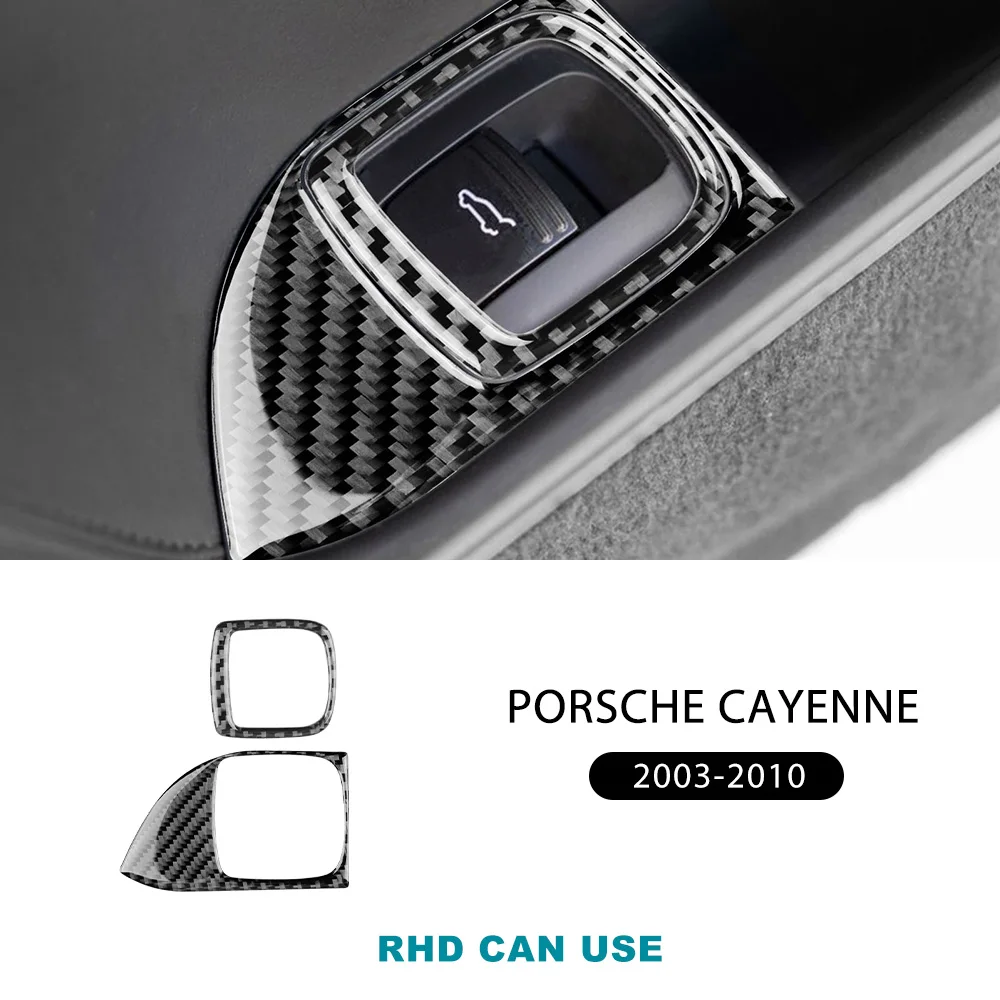 Настоящее мягкое углеродное волокно для Porsche Cayenne 2003 2004 2005 2006 2007 2008 2009 2010 стикер для кнопки багажника автомобиля аксессуары для интерьера