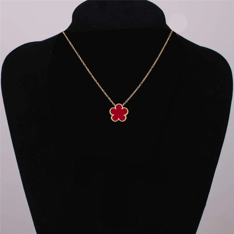 

V-A Necklace high quality 925 silver jewelry grass fritillary shaped clover plated 14K Gold Rose Gold couple Pendant
