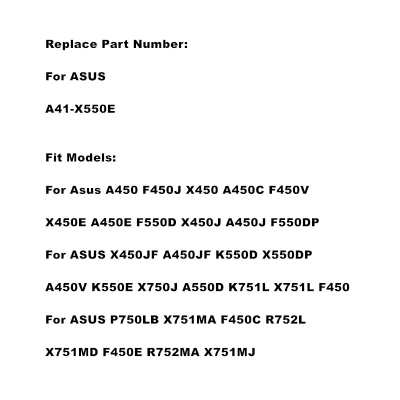 Фото A41-X550E аккумулятор для ASUS A450 F450J X450 A450C F450V X450E A450E F550D X450J A450J F550DP X450JF A450JF K550D X550DP №4