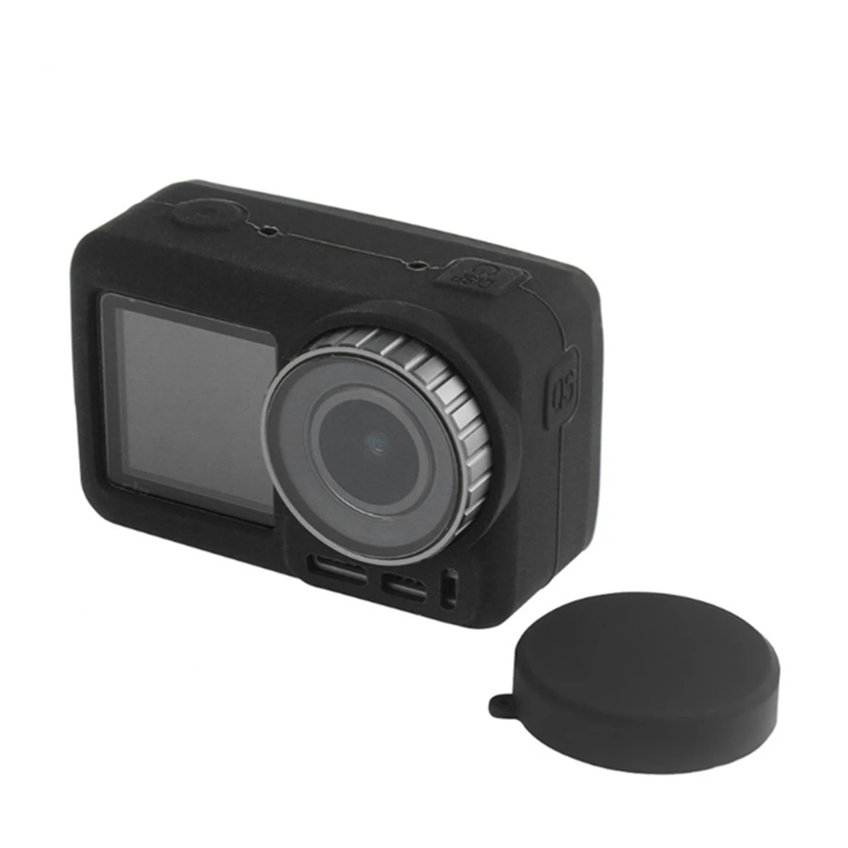 

Sleeve Housing Case Frame + Lens Cap Cover for DJI Osmo Action Silicon Protective Cover Case (Black)
