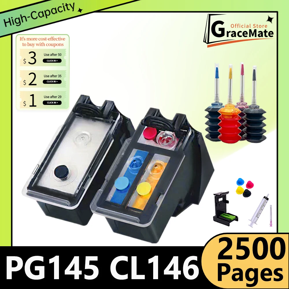 

Запасной чернильный картридж PG145 CL146 для принтера canon pixma, картридж MG2410 MG2510 TS3110 MG3010 для принтера pg145 cl146