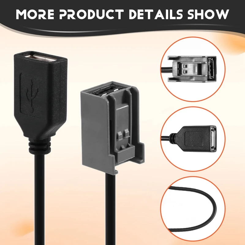 Car Aux USB Cable Adapter Female Port Extension Wire For Honda Civic Jazz CR-V Accord Stereo MP3 Interface Accessories