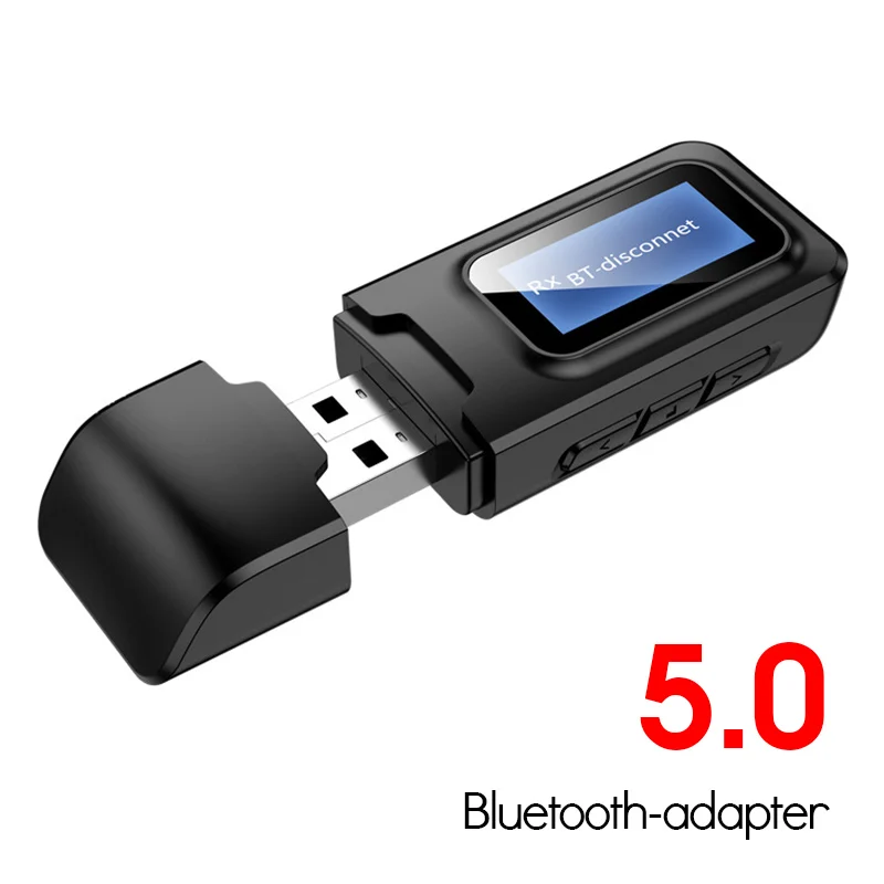 

New USB Bluet 5.0 + EDR + LCD Display Audio Receiver Transmitter For TV PC Driver-Free USB Dongle 3.5MM 3.5 AUX Wireless Adapter