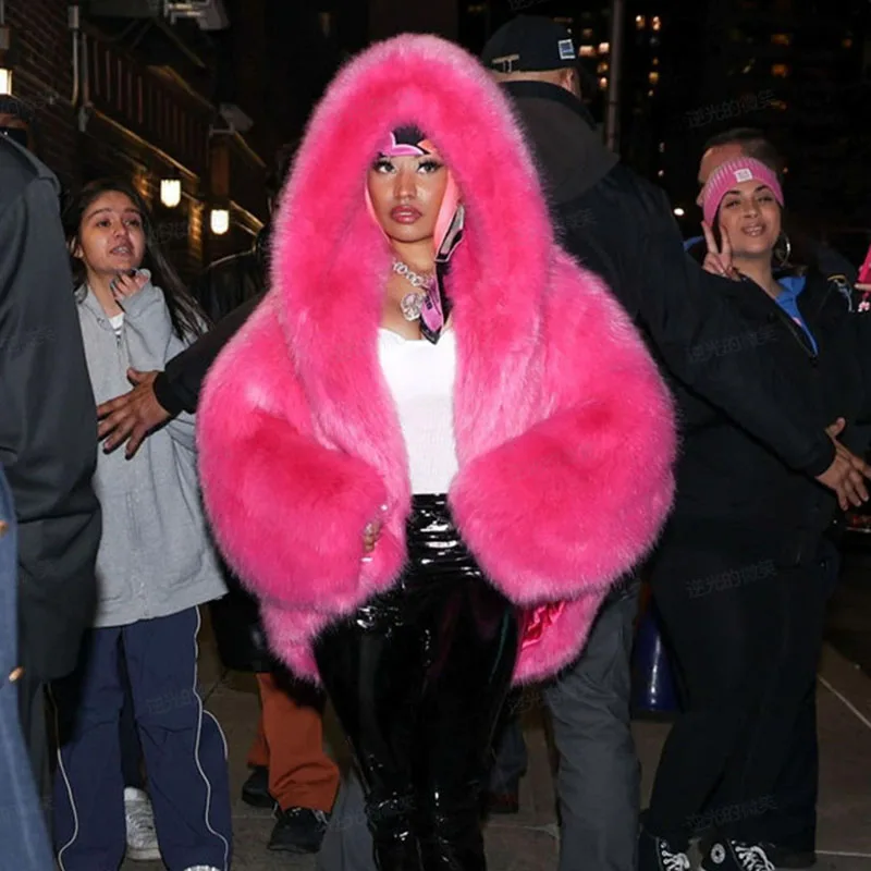 Мех и искусственный мех 2024 новая модная женская шуба зимняя однотонная