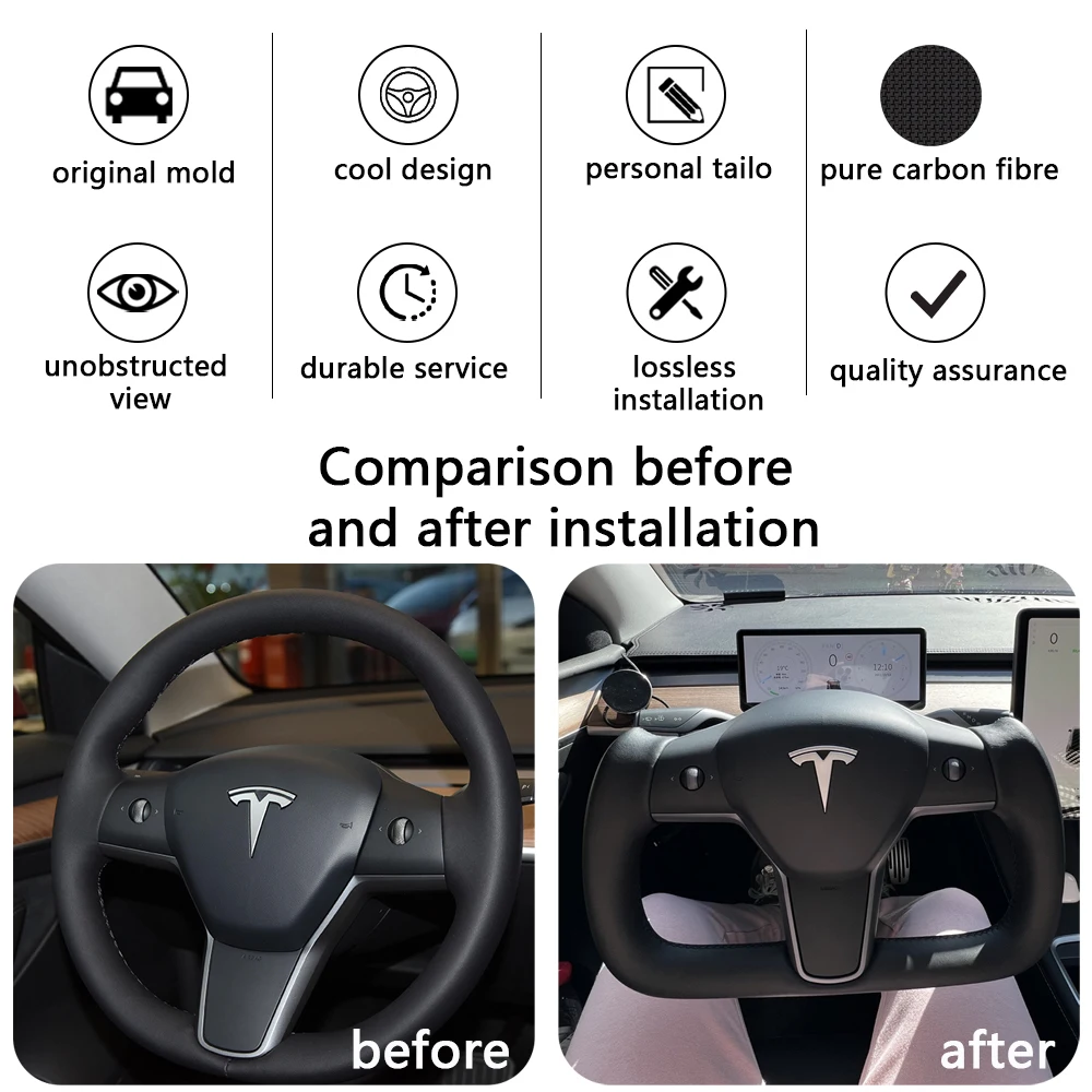 Кокетка Carbar кожаный гоночный руль для Tesla Model 3 Y 2017-2021 с углеродным волокном и