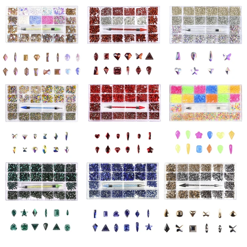 

Flatback Nail Jewels Irregular Rhinestones Iridescent Clear Class Multi-Shape Flat Back Shiny Nail Jewels for Nail Art