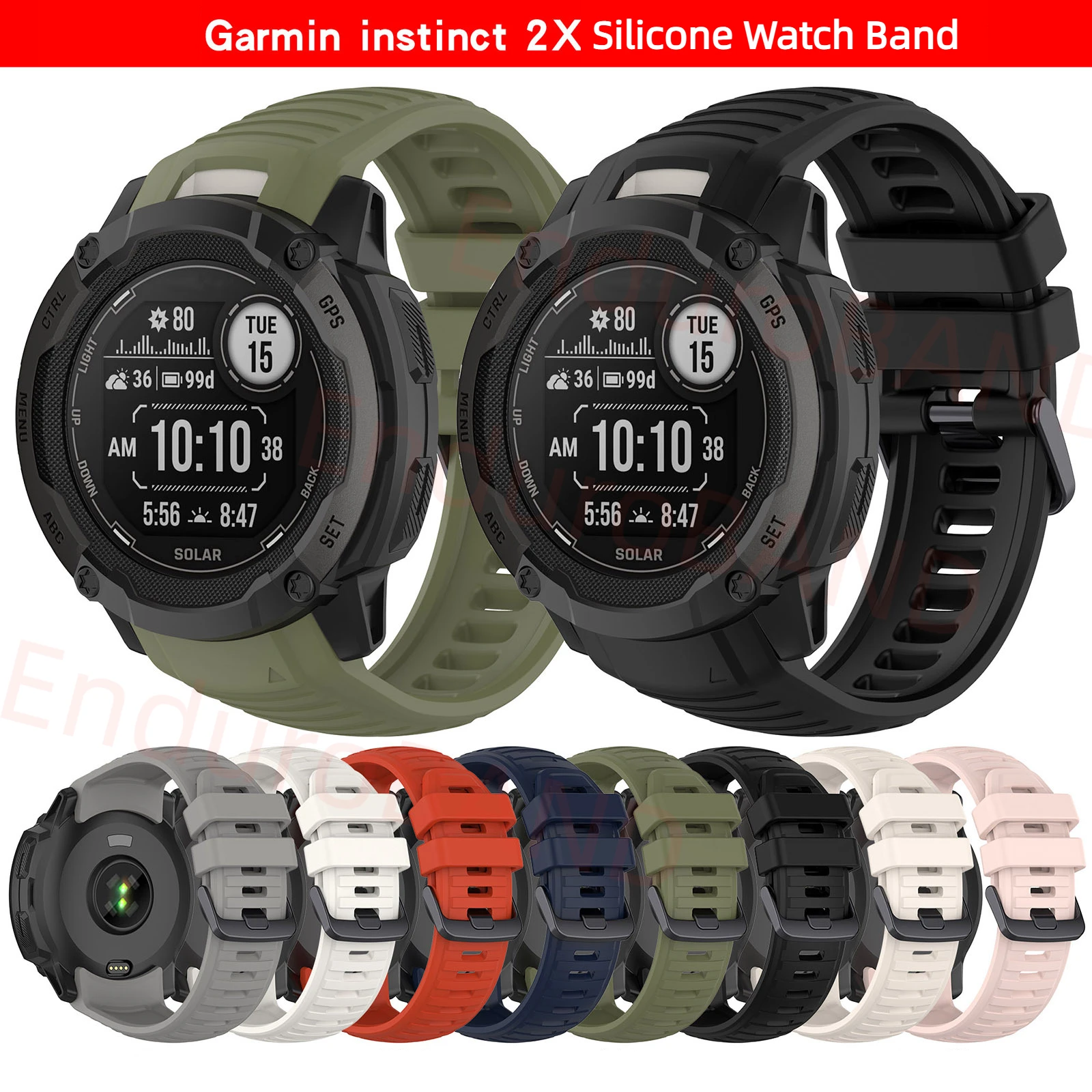 

Силиконовый ремешок для спортивных часов Garmin Instinct 2X, Незаменимые Аксессуары Garmin EnduroBAND