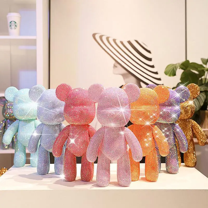 

Diamond Bear Handmade Finished Ornaments Crystal Rhinestone Violent Bear Figurine Kawaii Table Ornament Kids Gift Home Decor