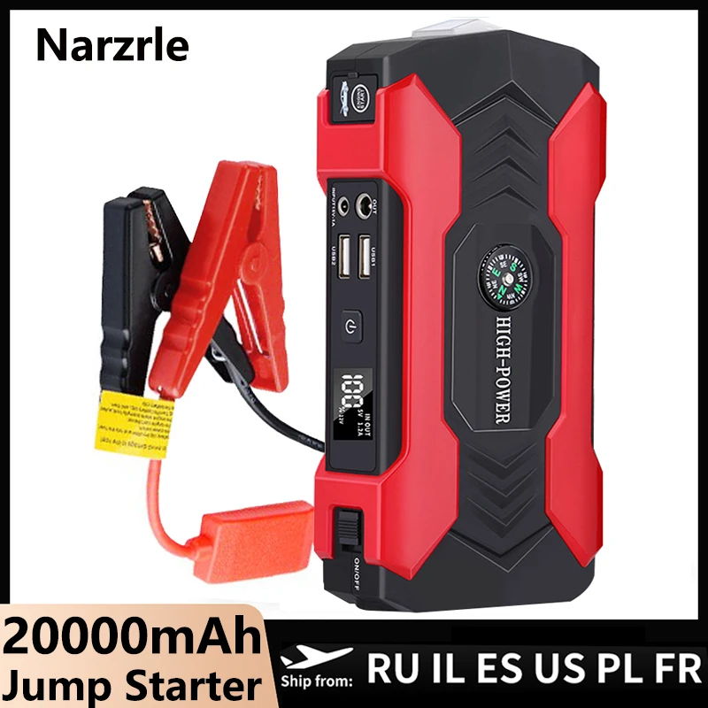 

20000mAh Car Jump Starter Emergency Power bank 800A Portable battery charger 12V Truck 3.0L/6.0L Auto Booster Starting Device