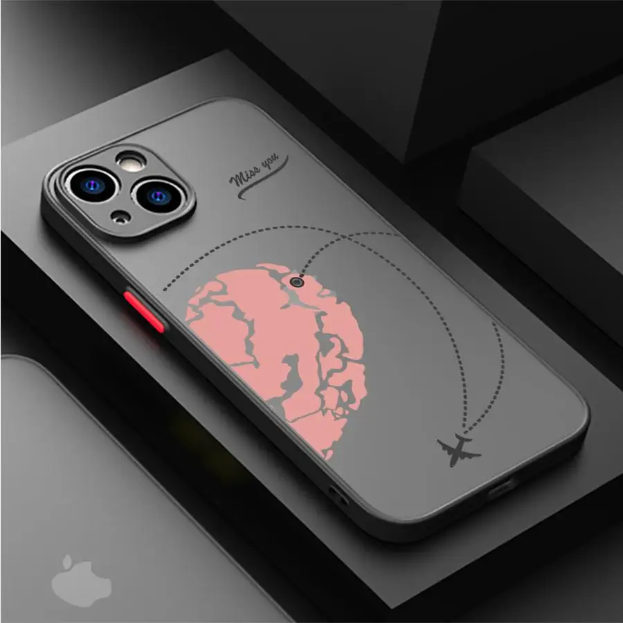 Planes World Map Travel Phone Case for Apple iPhone 11 16 13 15 12 14 Pro Max 7 XR X XS Mini Plus 8 SE Matte Cover