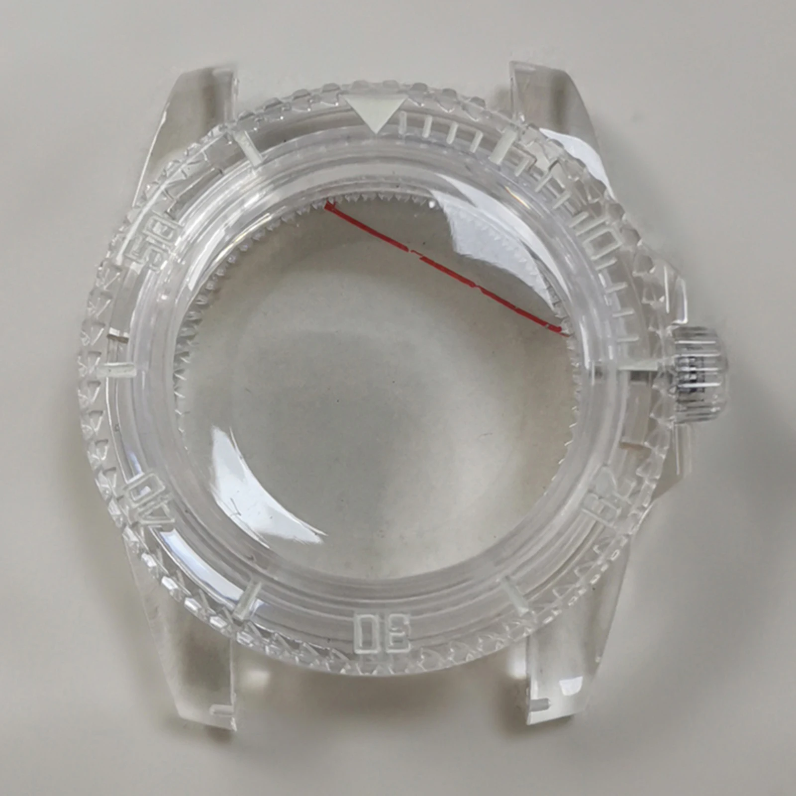 

For Mingzhu 2813 40MM Plastic Transparent Watch Case with Acrylic Glass Cover SUB Green Luminous Case for 8215 8200 821A