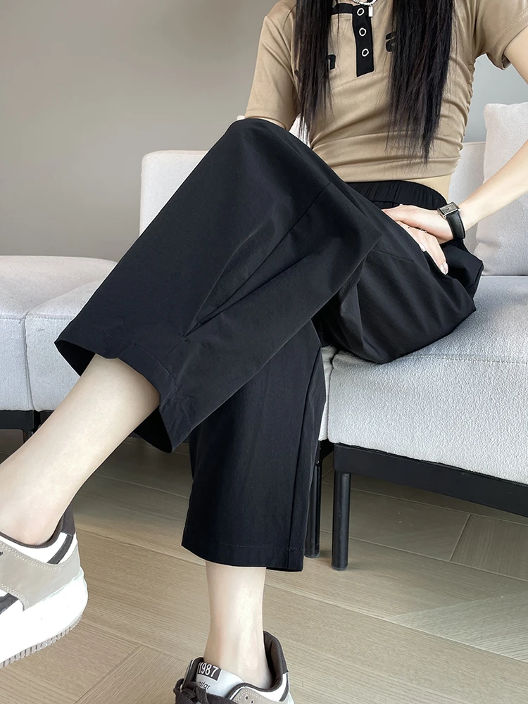 Женские шаровары из ледяного шелка размера плюс летние тонкие с высокой талией