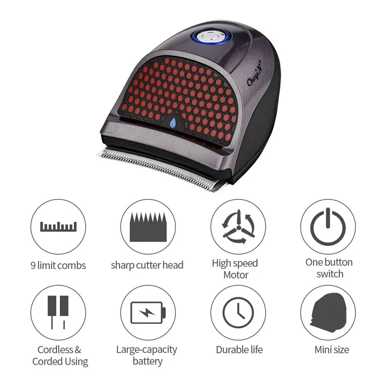 

Rechargeable Self-Service Haircut Hair Trimmer Beard Shaver Cordless Hair Clippers Cutter for Men with 9 Combs Cloth