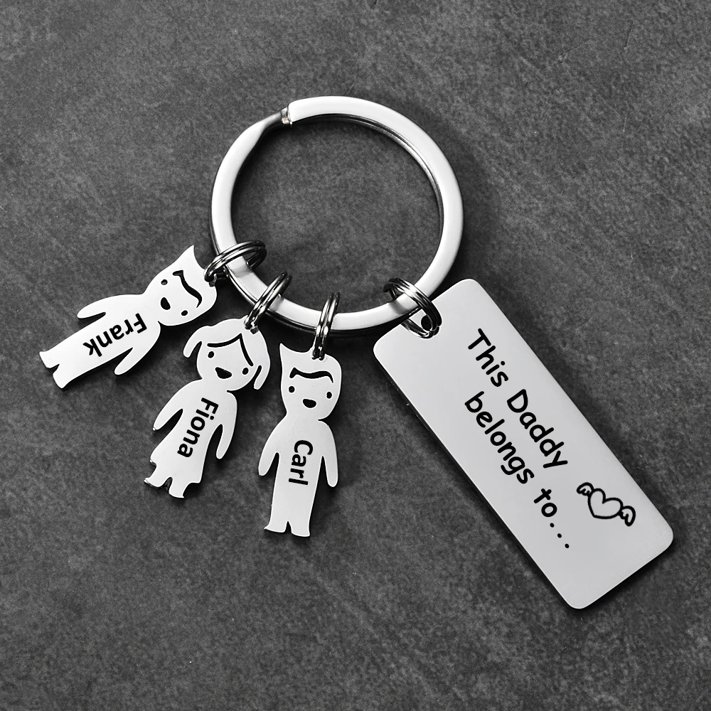 Customized Kids Names KeyRings Stainless Steel Bar Personalized Name Boys Girls Jewelry Charm Drive Safely Keychain Family Gifts