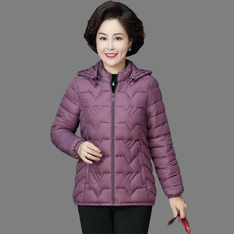 New Hooded Slim Mother Winter Coats Quilted Warm Parkas Female Short Jacket Middle Aged Women Down Cotton Padded Clothes 6XL