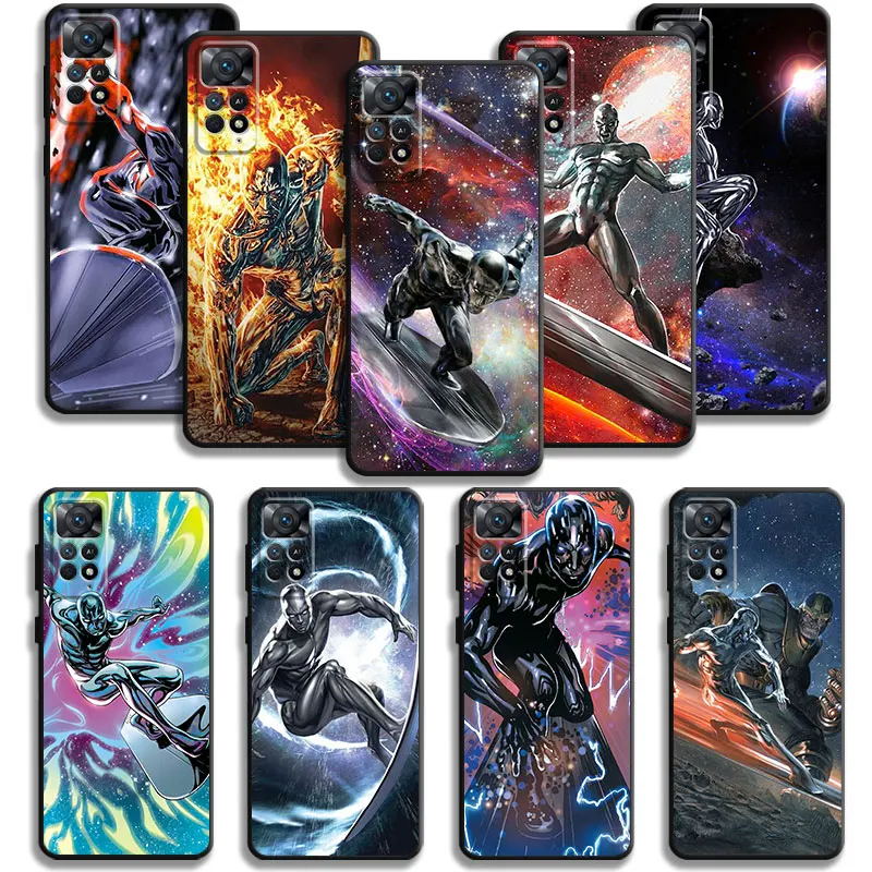 Серебряный чехол для телефона для серферов Marvel для Xiaomi Redmi Note 12 11T 11S 11 10 8 Pro 9 9S 9T 8T для Mi 10 8 9A 9C 10C K40