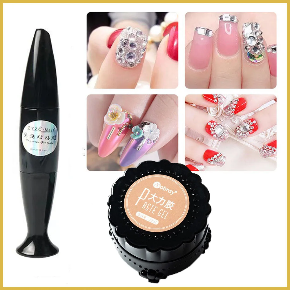 10 мл супер липкая ручка-клей для маникюра Стразы кристаллический гель ногтей