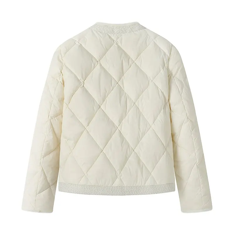 Женский короткий пуховик Aige изящный белый из меха норки с круглым вырезом зима 2023